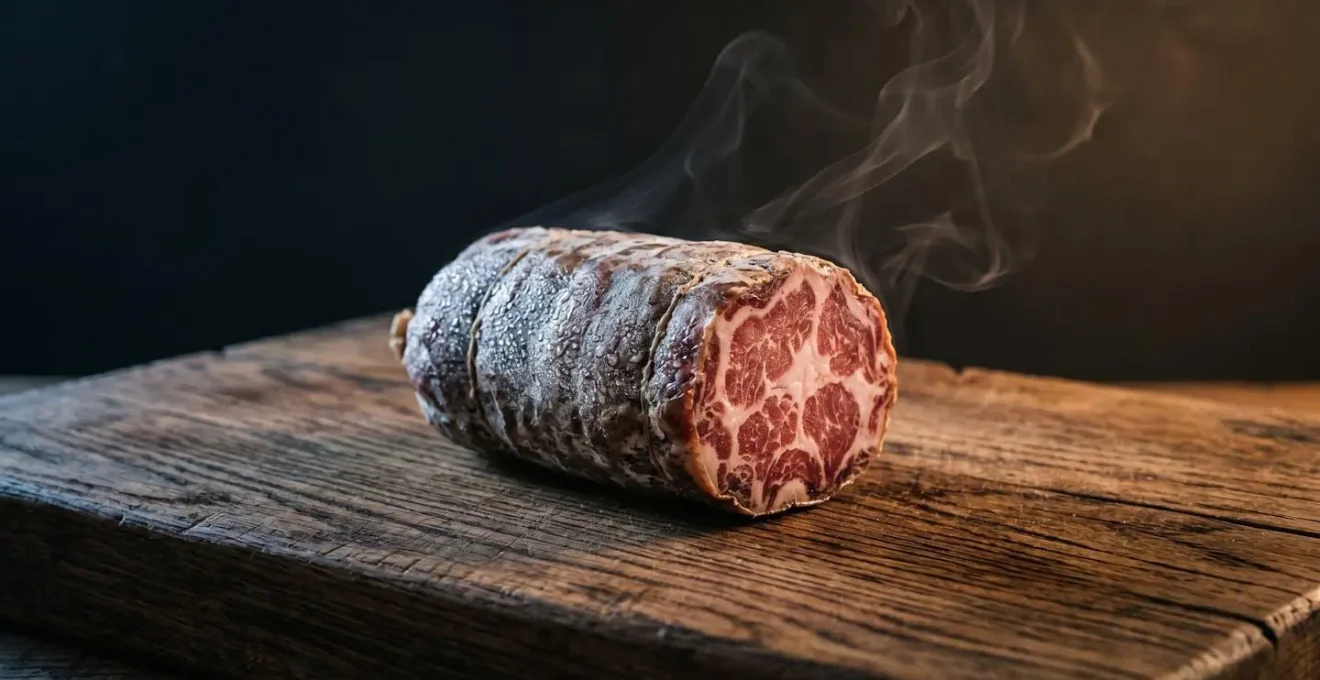 Charcuterie corse sortie du réfrigérateur retrouvant progressivement ses arômes à température ambiante