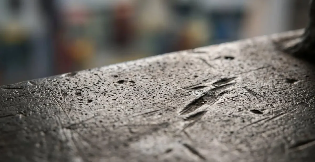 Détail macroscopique des vibrations structurelles à travers une surface métallique