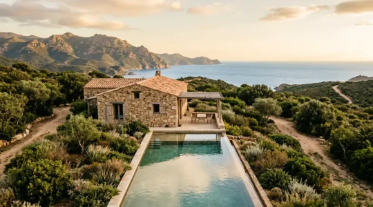 Villa corse traditionnelle avec piscine pour deux familles en vacances d'ete